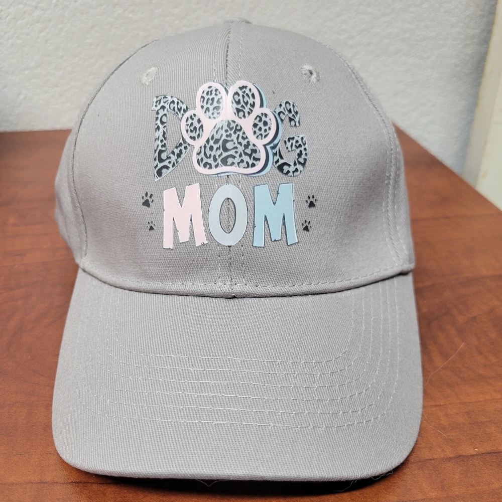 Dog Mom Hat Gray, Pink & Blue NIP
